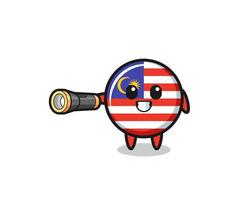 mascotte du drapeau de la malaisie tenant une lampe de poche