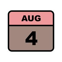 4 août Date sur un calendrier d&#39;une journée vecteur