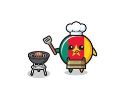 Chef de barbecue du drapeau du Cameroun avec un grill vecteur