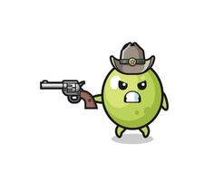 le cowboy olive tirant avec une arme à feu vecteur
