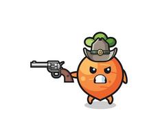 le cow-boy aux carottes tirant avec une arme à feu vecteur