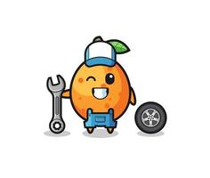 le personnage kumquat comme mascotte mécanicien vecteur