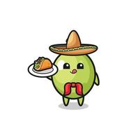 mascotte de chef mexicain olive tenant un taco vecteur