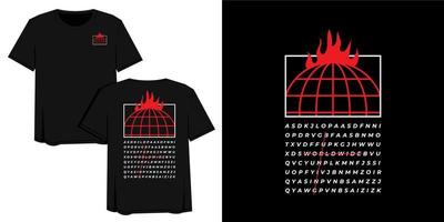 streetwear t shirt design illustration vecteur de flamme dans le monde entier