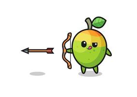 illustration du personnage de mangue faisant du tir à l'arc vecteur