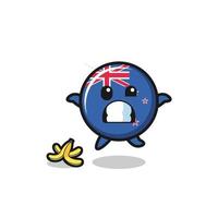 Le dessin animé de la Nouvelle-Zélande glisse sur une peau de banane vecteur