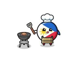 Chef de barbecue du drapeau philippin avec un grill vecteur