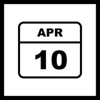 10 avril Date sur un calendrier d&#39;un jour vecteur