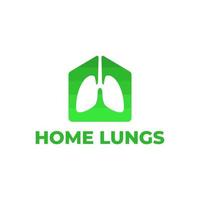 modèle de logo de lieu de consultation pulmonaire avec la forme des poumons à l'intérieur de la maison vecteur