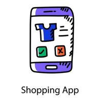 chemise d'icône d'application de magasinage mobile à l'intérieur du smartphone vecteur