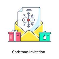 flocon de neige sur papier représentant une invitation de noël vecteur