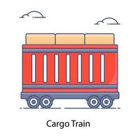 icône modifiable du concept de train de fret conteneur à bagages vecteur