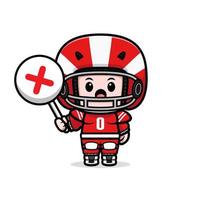 Jolie illustration de personnage mascotte kawaii joueur de football américain pour autocollant, affiche, animation, livre pour enfants ou autre produit numérique et imprimé vecteur