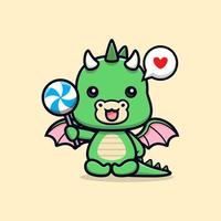 icône de dessin animé mignon bébé dragon mascotte. illustration de personnage de mascotte kawaii pour autocollant, affiche, animation, livre pour enfants ou autre produit numérique et imprimé vecteur