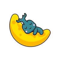 conception d'un mignon personnage de coléoptère dormant sur la lune vecteur