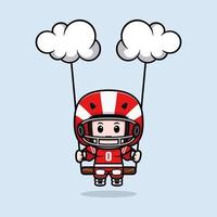 Jolie illustration de personnage mascotte kawaii joueur de football américain pour autocollant, affiche, animation, livre pour enfants ou autre produit numérique et imprimé vecteur