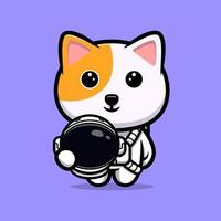 mascotte de dessin animé mignon chat astronaute vecteur