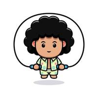 icône de dessin animé de mascotte de garçon afro mignon. illustration de personnage de mascotte kawaii pour autocollant, affiche, animation, livre pour enfants ou autre produit numérique et imprimé vecteur