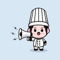 icône de dessin animé mignon chef mascotte. illustration de personnage de mascotte kawaii pour autocollant, affiche, animation, livre pour enfants ou autre produit numérique et imprimé vecteur