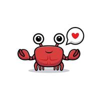 personnage de crabe mignon agitant la main avec amour vecteur