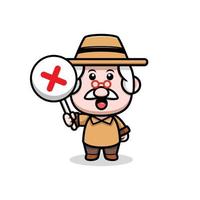 icône de dessin animé mignon grand-père mascotte. illustration de personnage de mascotte kawaii pour autocollant, affiche, animation, livre pour enfants ou autre produit numérique et imprimé vecteur