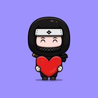 icône de dessin animé mignon ninja mascotte. illustration de personnage de mascotte kawaii pour autocollant, affiche, animation, livre pour enfants ou autre produit numérique et imprimé vecteur