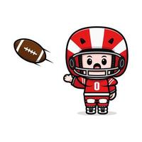 Jolie illustration de personnage mascotte kawaii joueur de football américain pour autocollant, affiche, animation, livre pour enfants ou autre produit numérique et imprimé vecteur