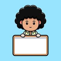 icône de dessin animé de mascotte de garçon afro mignon. illustration de personnage de mascotte kawaii pour autocollant, affiche, animation, livre pour enfants ou autre produit numérique et imprimé vecteur