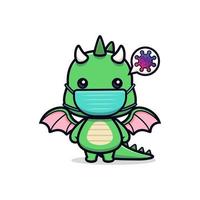 icône de dessin animé mignon bébé dragon mascotte. illustration de personnage de mascotte kawaii pour autocollant, affiche, animation, livre pour enfants ou autre produit numérique et imprimé vecteur