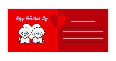 carte de voeux joyeux saint valentin avec chien couple mignon vecteur