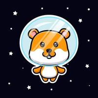 hamster mignon flottant sur l'illustration de dessin animé de l'espace vecteur