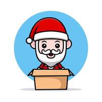 icône de dessin animé mignon de mascotte du père noël. illustration de personnage de mascotte kawaii pour autocollant, affiche, animation, livre pour enfants ou autre produit numérique et imprimé vecteur