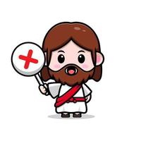 icône de dessin animé mignon de mascotte de Jésus-Christ. illustration de personnage de mascotte kawaii pour autocollant, affiche, animation, livre pour enfants ou autre produit numérique et imprimé vecteur