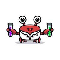 personnage de crabe mignon avec un liquide chimique vecteur