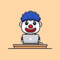 icône de dessin animé de mascotte de clown mignon. illustration de personnage de mascotte kawaii pour autocollant, affiche, animation, livre pour enfants ou autre produit numérique et imprimé vecteur