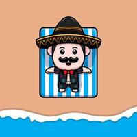 icône de dessin animé mignon mascotte mariachi mexicain. illustration de personnage de mascotte kawaii pour autocollant, affiche, animation, livre pour enfants ou autre produit numérique et imprimé vecteur