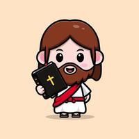 icône de dessin animé mignon de mascotte de Jésus-Christ. illustration de personnage de mascotte kawaii pour autocollant, affiche, animation, livre pour enfants ou autre produit numérique et imprimé vecteur