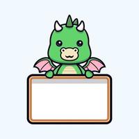 icône de dessin animé mignon bébé dragon mascotte. illustration de personnage de mascotte kawaii pour autocollant, affiche, animation, livre pour enfants ou autre produit numérique et imprimé vecteur
