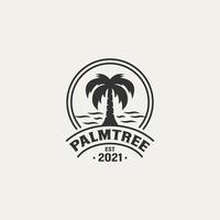 modèle de logo de palmier insigne vintage vecteur