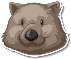 autocollant de dessin animé animal tête de wombat vecteur