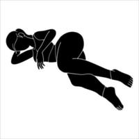 femmes dormant sur la silhouette du personnage plat au sol sur fond blanc. vecteur