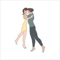 dessin animé de baisers couple illustré sur fond blanc isolé. vecteur