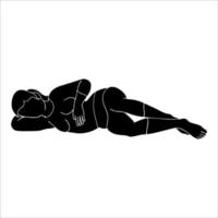 femmes allongées sur le sol silhouette de personnage plat sur fond blanc. vecteur