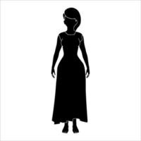 silhouette de jeune fille debout pose créée sur fond blanc. vecteur