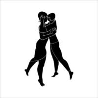 silhouette de personnage de couple sur fond blanc. vecteur