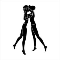 silhouette de personnage de couple sur fond blanc. vecteur