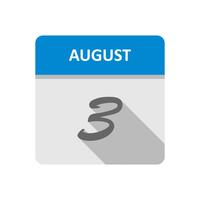 3 août Date sur un calendrier d&#39;une journée vecteur