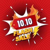 10.10 bannière de promotion de vente flash sur fond dégradé rouge vecteur