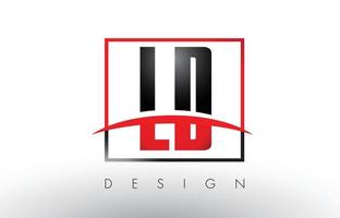 ld ld logo lettres avec des couleurs rouges et noires et swoosh. vecteur