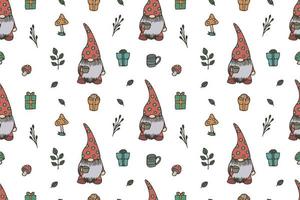 modèle sans couture de gnomes mignons, papier peint vecteur